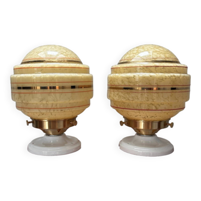 Paire d’appliques murales globes Art Déco