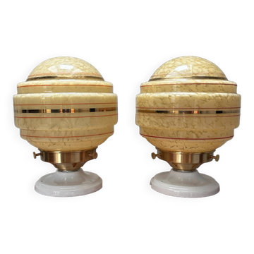Pair of Art Deco globe wall lights