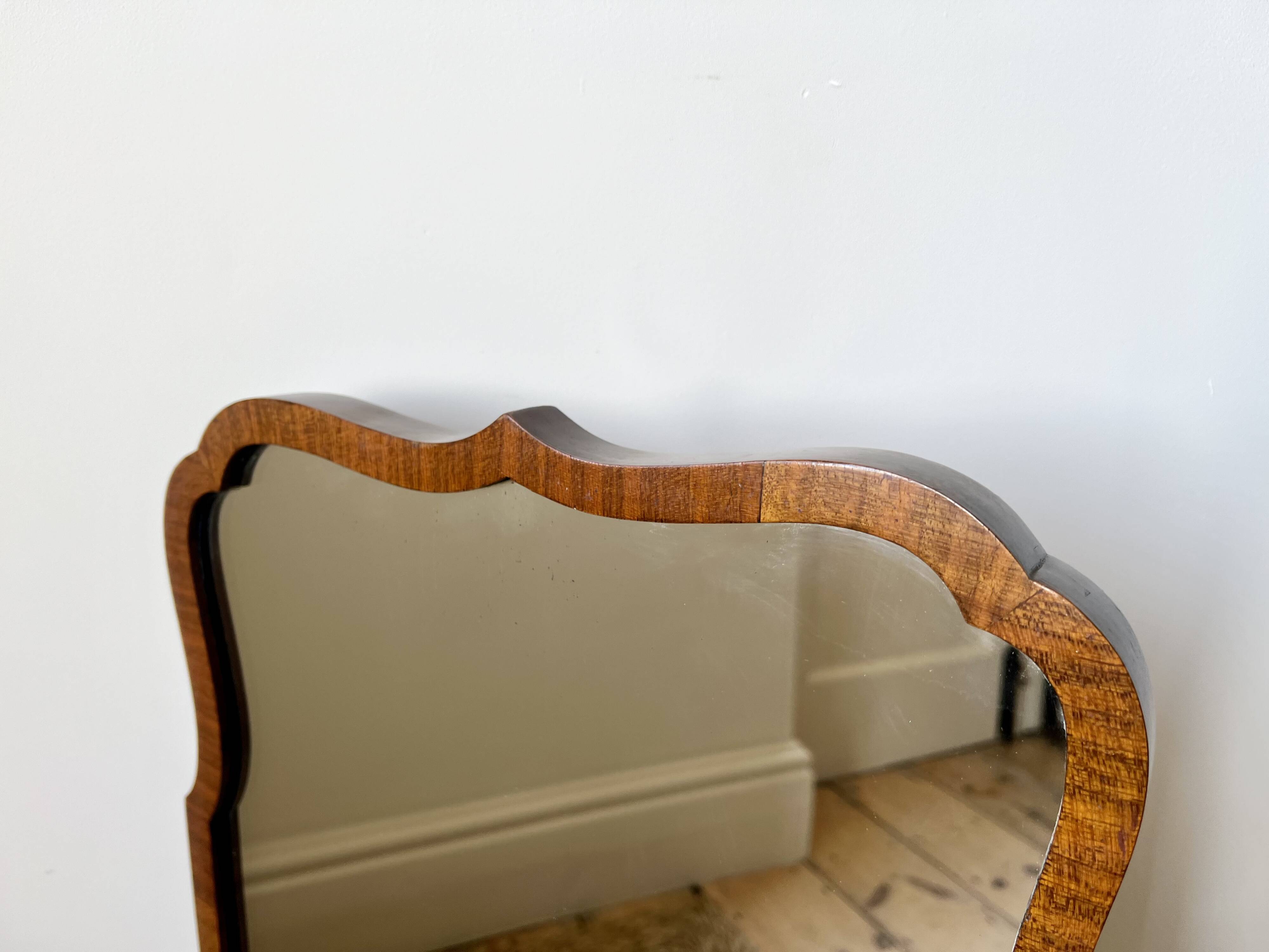 Antique scallop edged wall mirror c.1920-30s