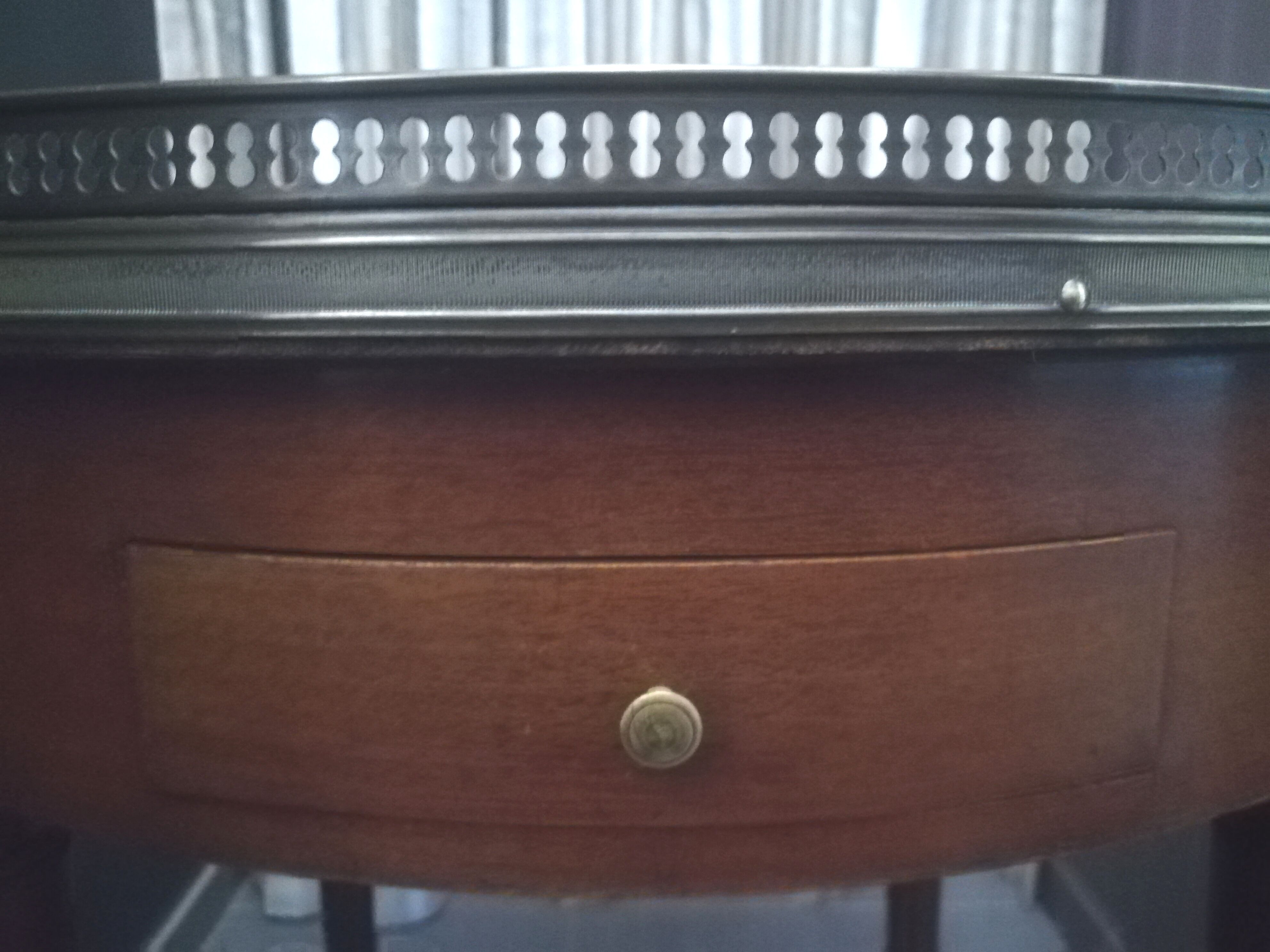 Louis XVI style hot water bottle table in mahogany and marble