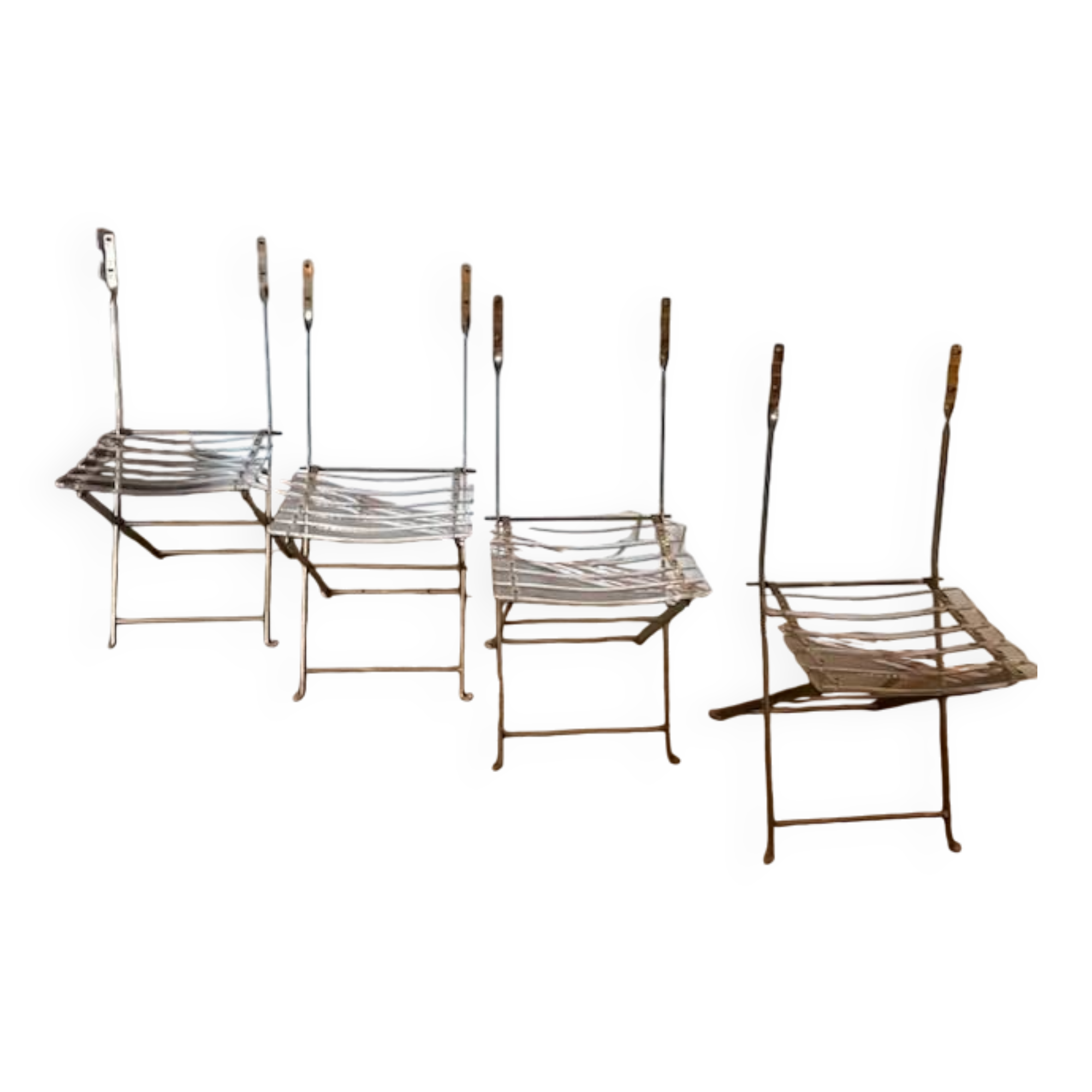 Set of 4 plexiglass folding chairs by Yonel Lebovici and Bernard Berthet 1970