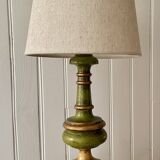 Vintage lamp in turned wood chic gold