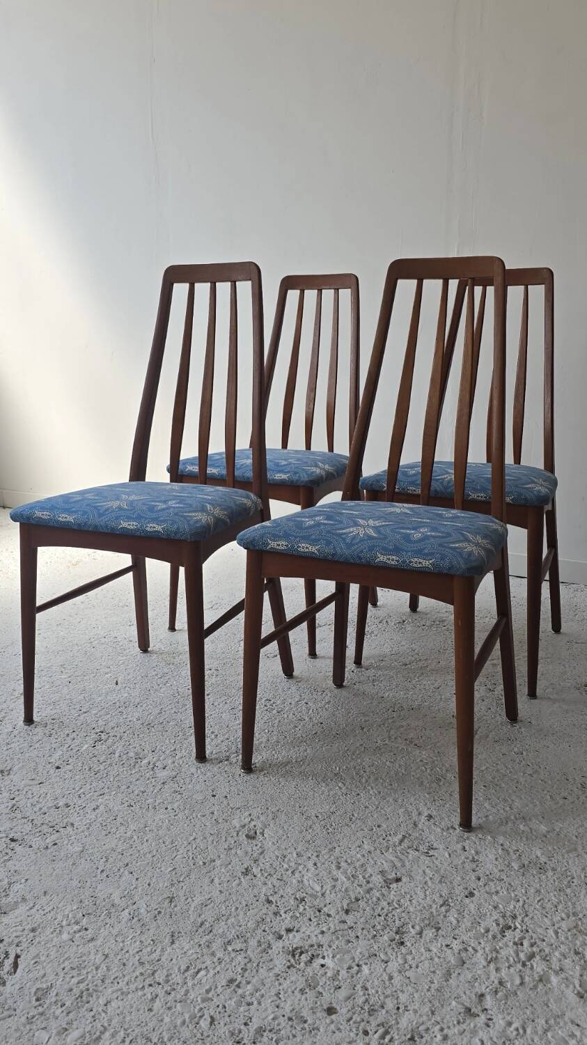 Set of 4 "Eva" chairs in teak by Niels Koefoed – Denmark – 1960s
