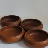 Set of 4 Midcentury Teak Wooden Serving Bowls 1960s