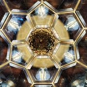Adolf Loos style lamp in brass and faceted glass from the 1950s.