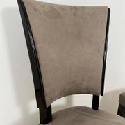 Art Deco Chairs in Black Lacquer & Grey Alcantara, France, 1930s, Set of 6