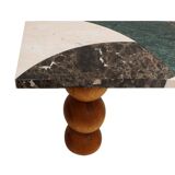 Italian Contemporary Marquetry Marble and Wood Legs Console Table by L.A. Studio