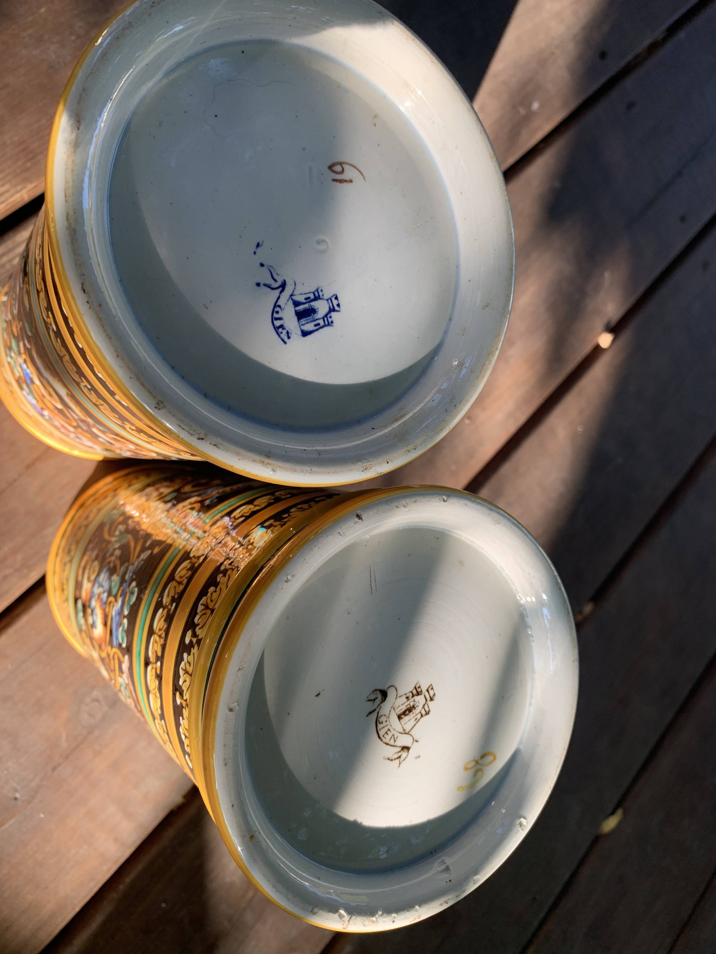 2 vase rouleau en faïence, gein