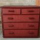 Vintage red lacquered rattan chest of drawers