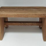 Vintage solid pine slatted low stool