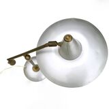 Vintage Brass and Silver Varnished Metal Desk Lamp, Italy