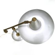 Vintage Brass and Silver Varnished Metal Desk Lamp, Italy