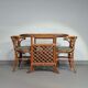 Rattan / bamboo balcony side table / chairs set 1970s