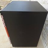 Vintage chest of drawers on wheels with three drawers in faux leather and fabric - Bouto