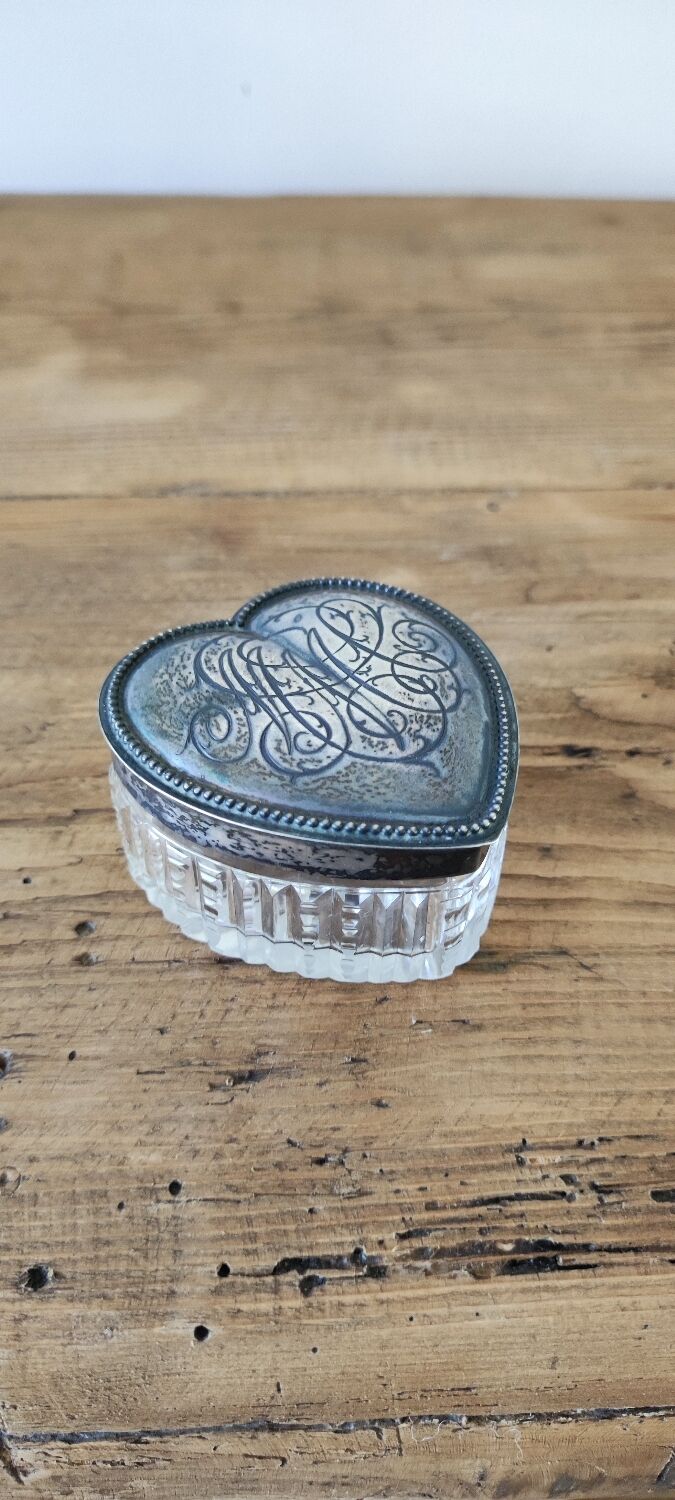 Crystal and silver jewelry box.