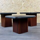 90s set of 3 brutal coffee tables with mosaic by Paul Kingma for Kneip