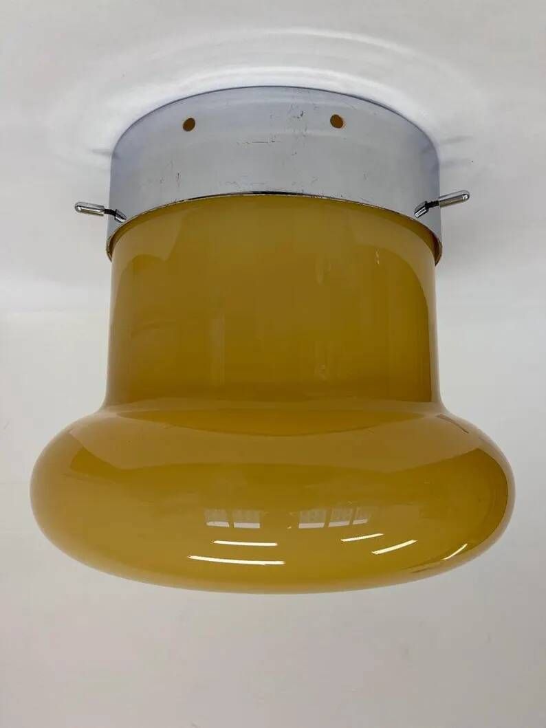 XXL Midcentury Hotel Design Ceiling Lamp, Flushmount, 1970s - Czechoslovakia
