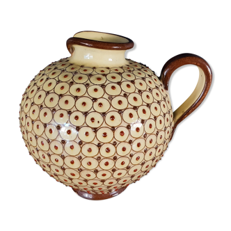 Round ceramic pitcher deco modernist from the 50s signed