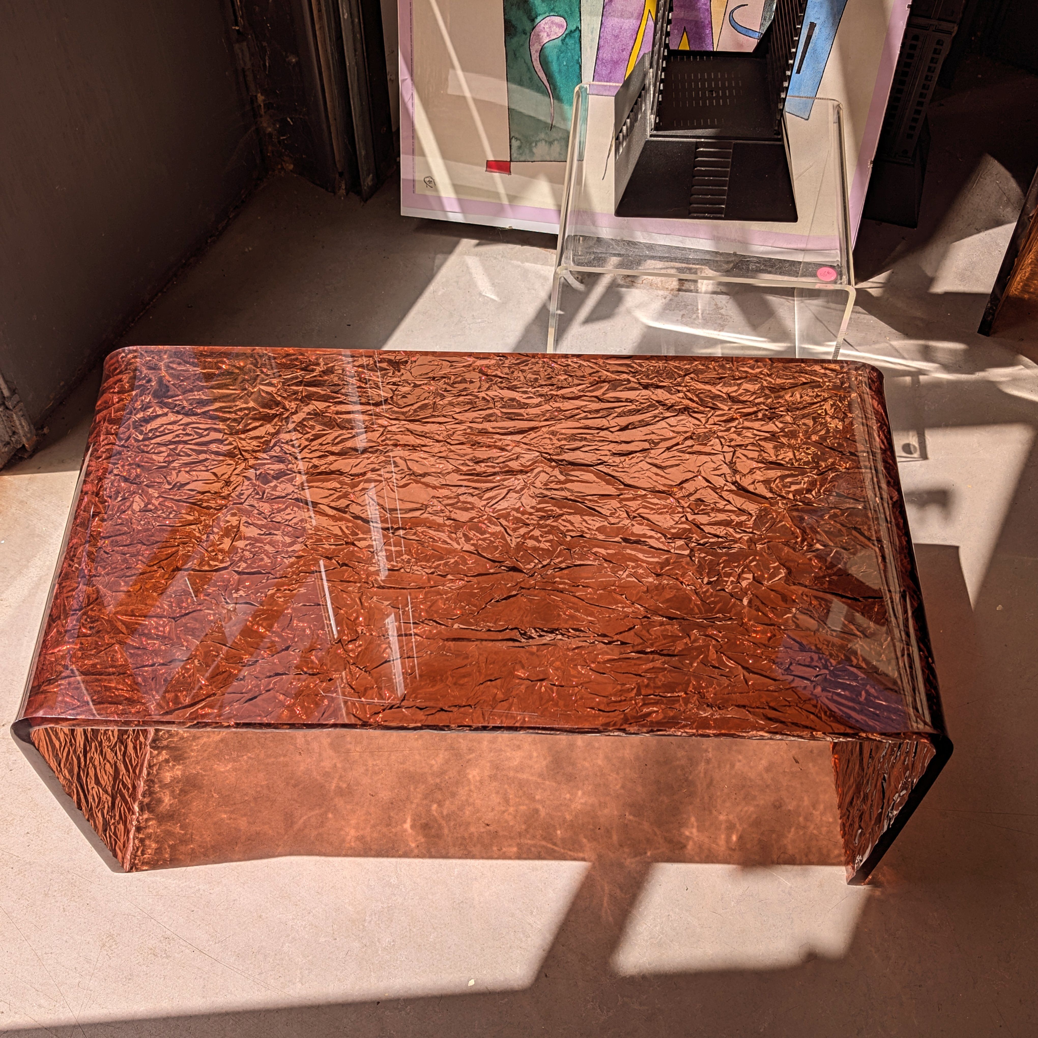 Smoked plexiglass coffee table