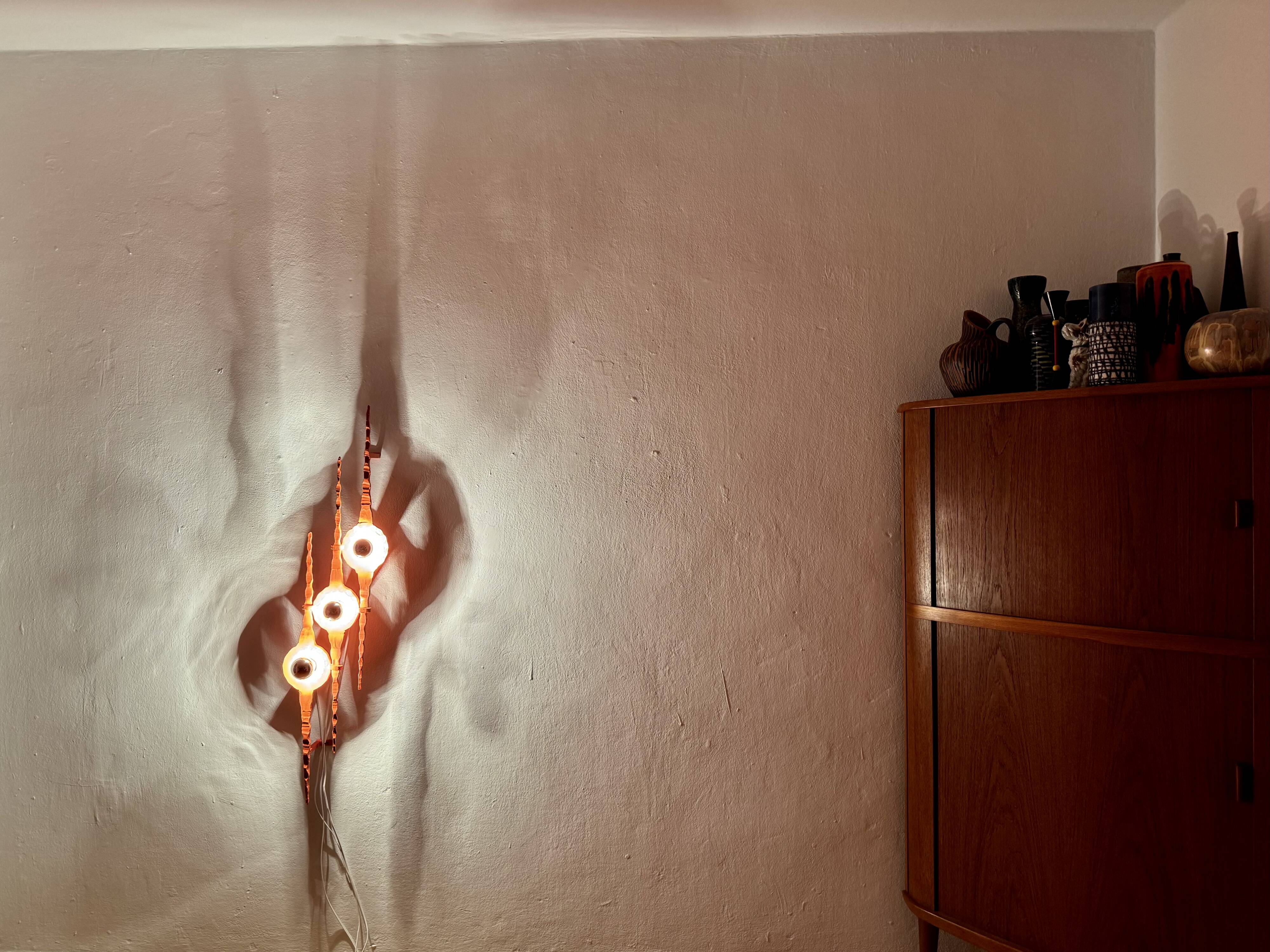 XL Brutalist Wall Lamp or Iron Sculpture
