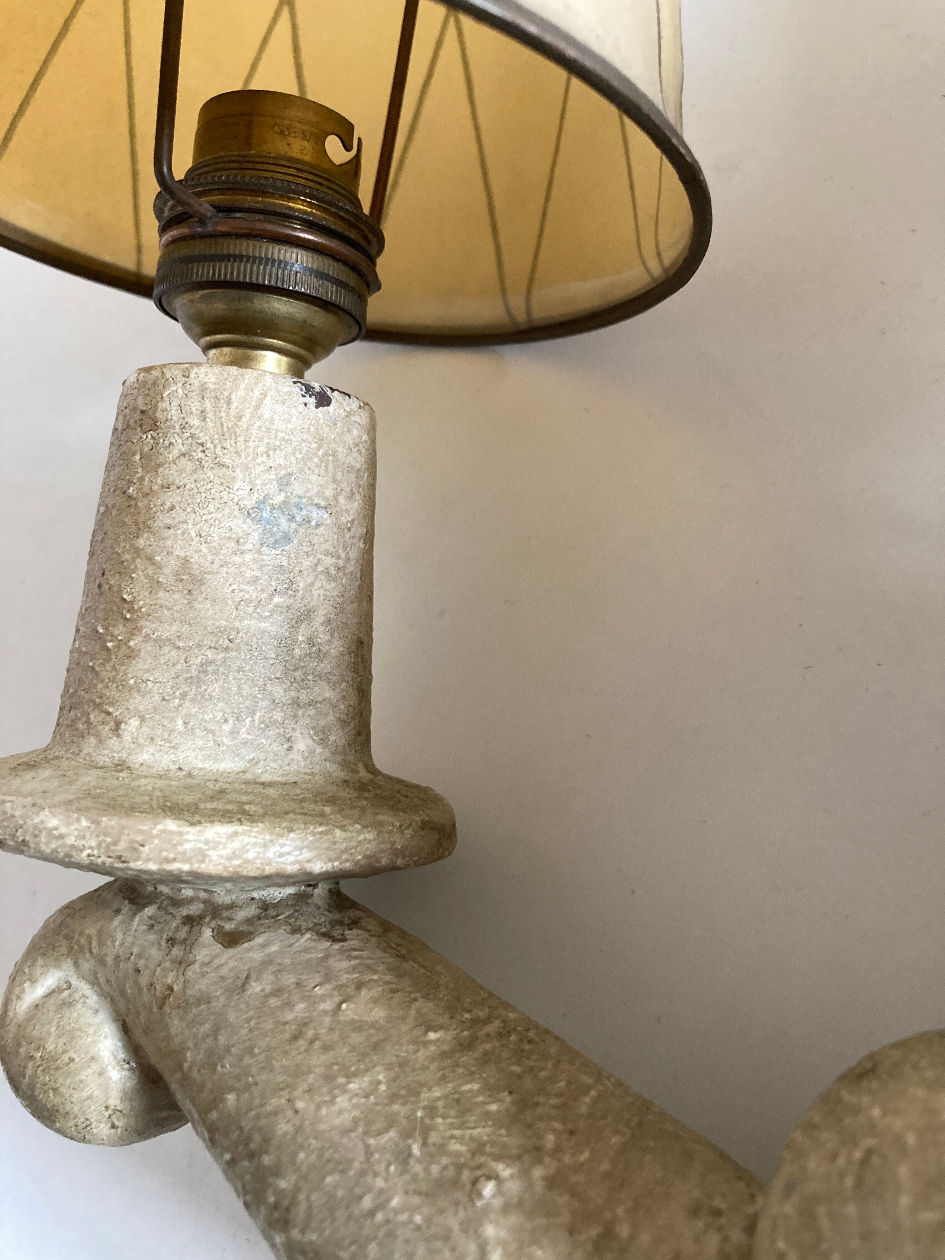 Pair of Arlus torchlight wall light in art deco plaster 1950