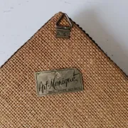 Vintage mirror in handwoven raffia Art Monique 1970s
