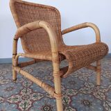 Bamboo and rattan armchair, 50s