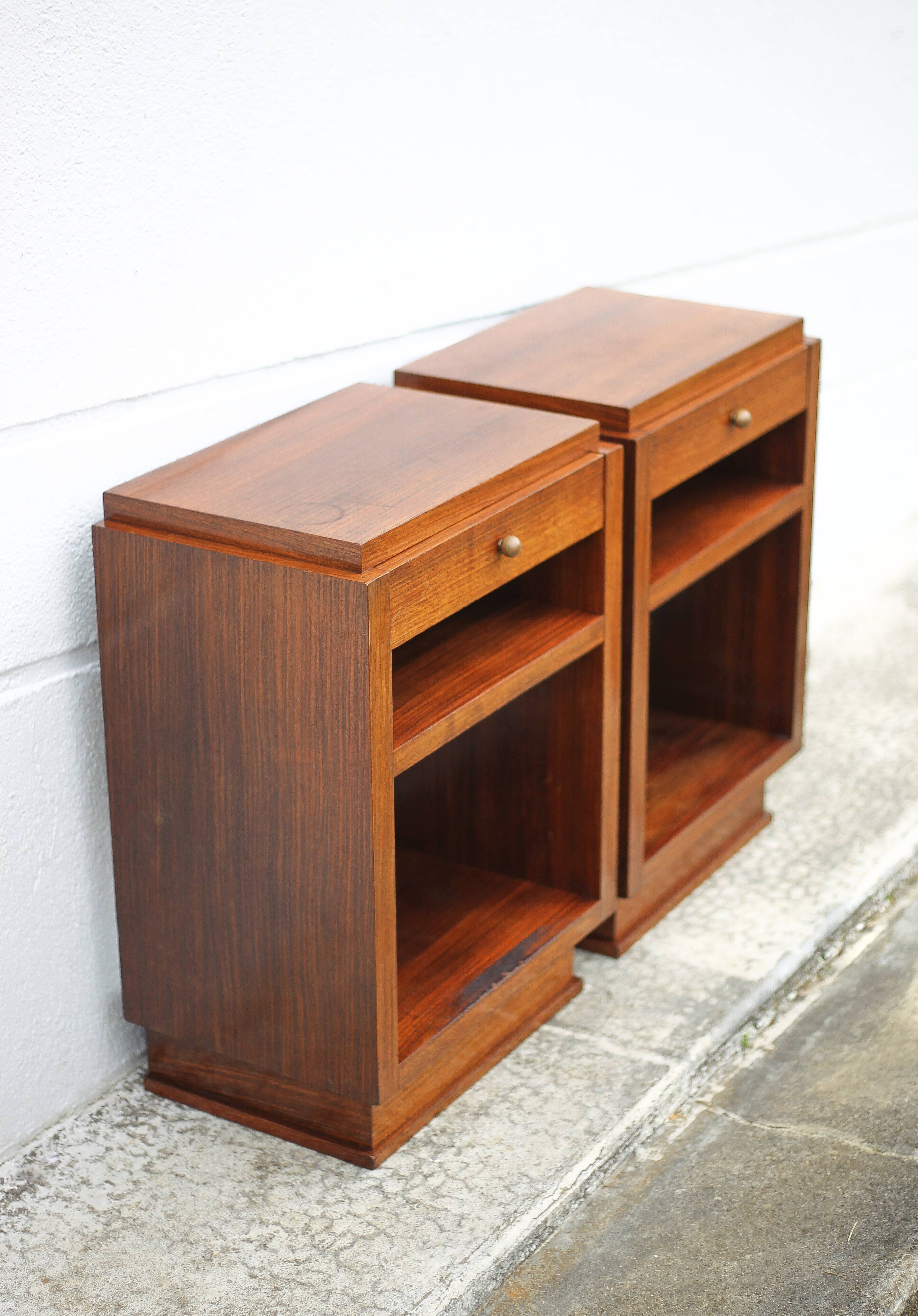 Pair of art deco nightstands, art deco wooden bedside tables, can end