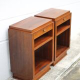 Pair of art deco nightstands, art deco wooden bedside tables, can end