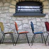 5 vintage skai metal chairs 60 years