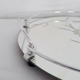 Plateau miroir vintage art déco gravure florale