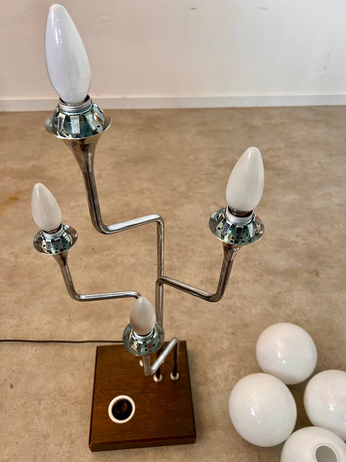 Old metal table lamp Italian design Gioffredo REGGIANI 70s vintage 4 lights