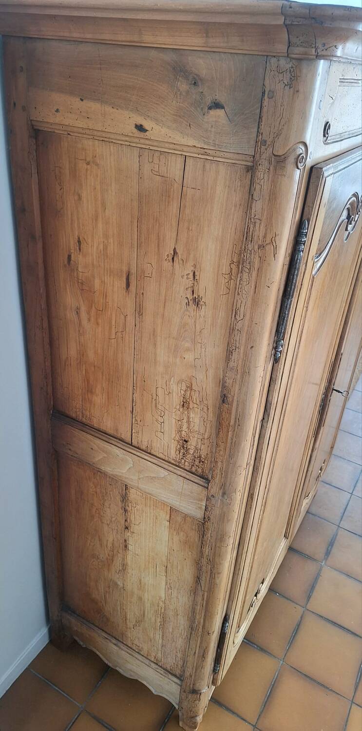 Antique wardrobe, vintage wooden dressing cabinet.