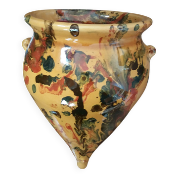 Hanging terracotta, marbled, Provençal or Catalan pottery jar