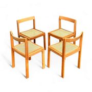 Set of 4 vintage chairs in solid ash and cane