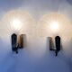 Pair of vintage shell glass wall lights, Art Deco style fixtures.