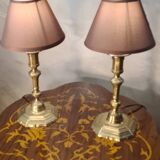 pair of brass bedside lamp 32x15 elec ok switch to the socket, good general condition