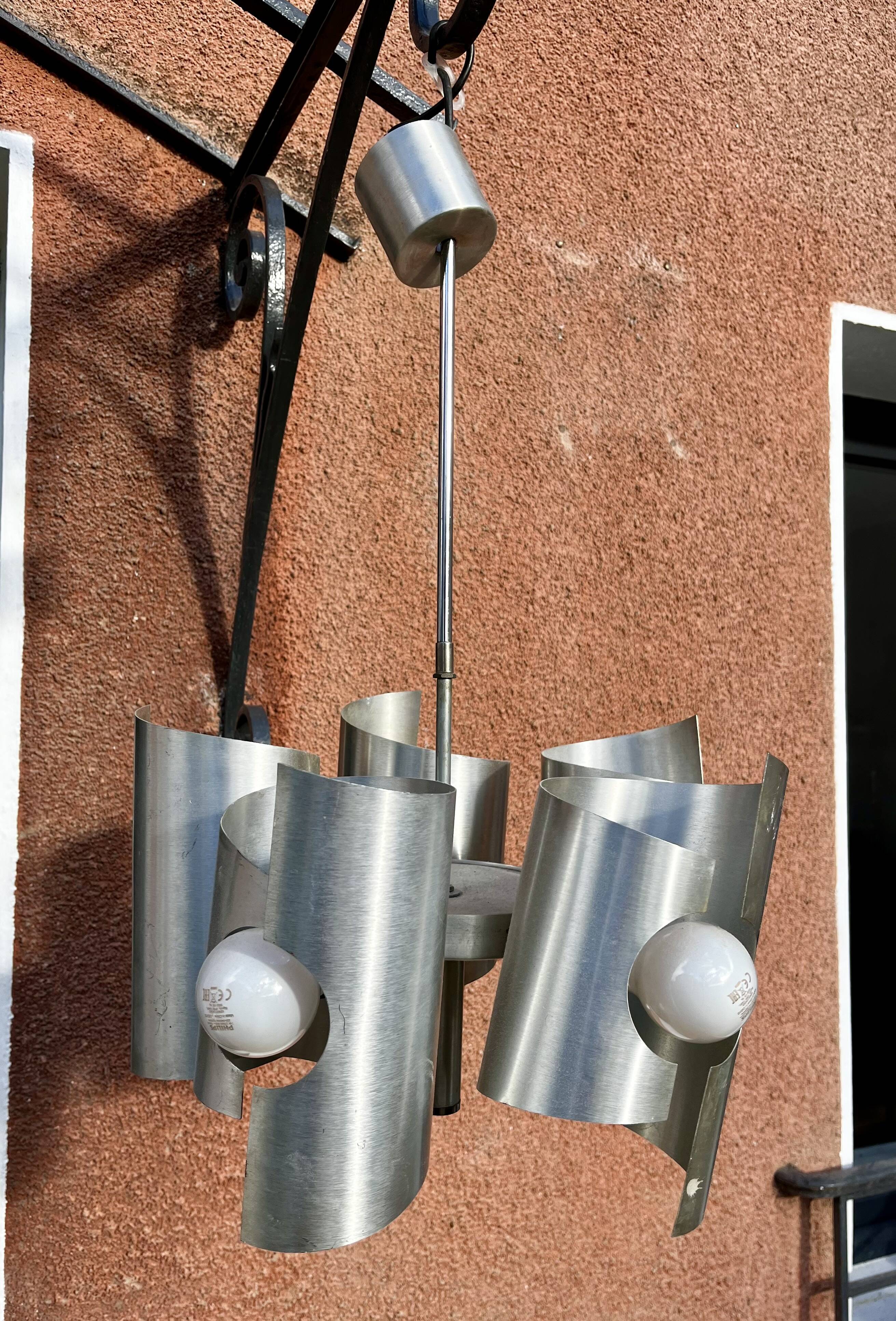 Space age aluminum pendant chandelier