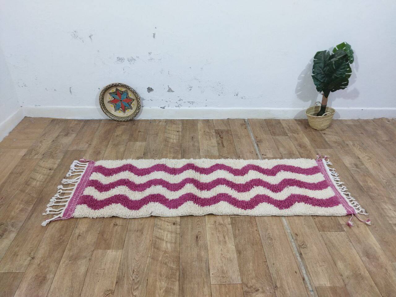 Tapis berbère Couloir Azilal en laine fait main 200 X 65 CM