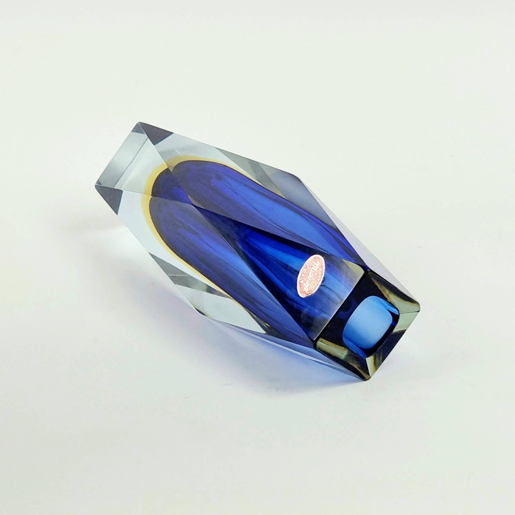 Mid Century Sommerso Murano Glass Vase By F. Poli For A. Mandruzzato, 1970s