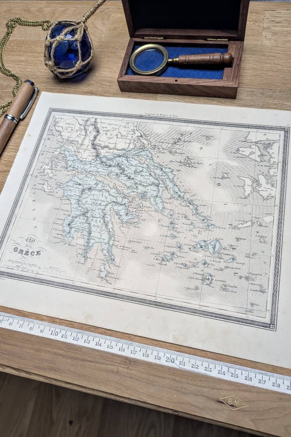 La Grèce, carte ancienne, imprimée en 1852. Authentique.