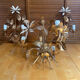 Vintage Lustre + 2 MASCA Wall Lights Hollywood Regency Gold Metal 70s It