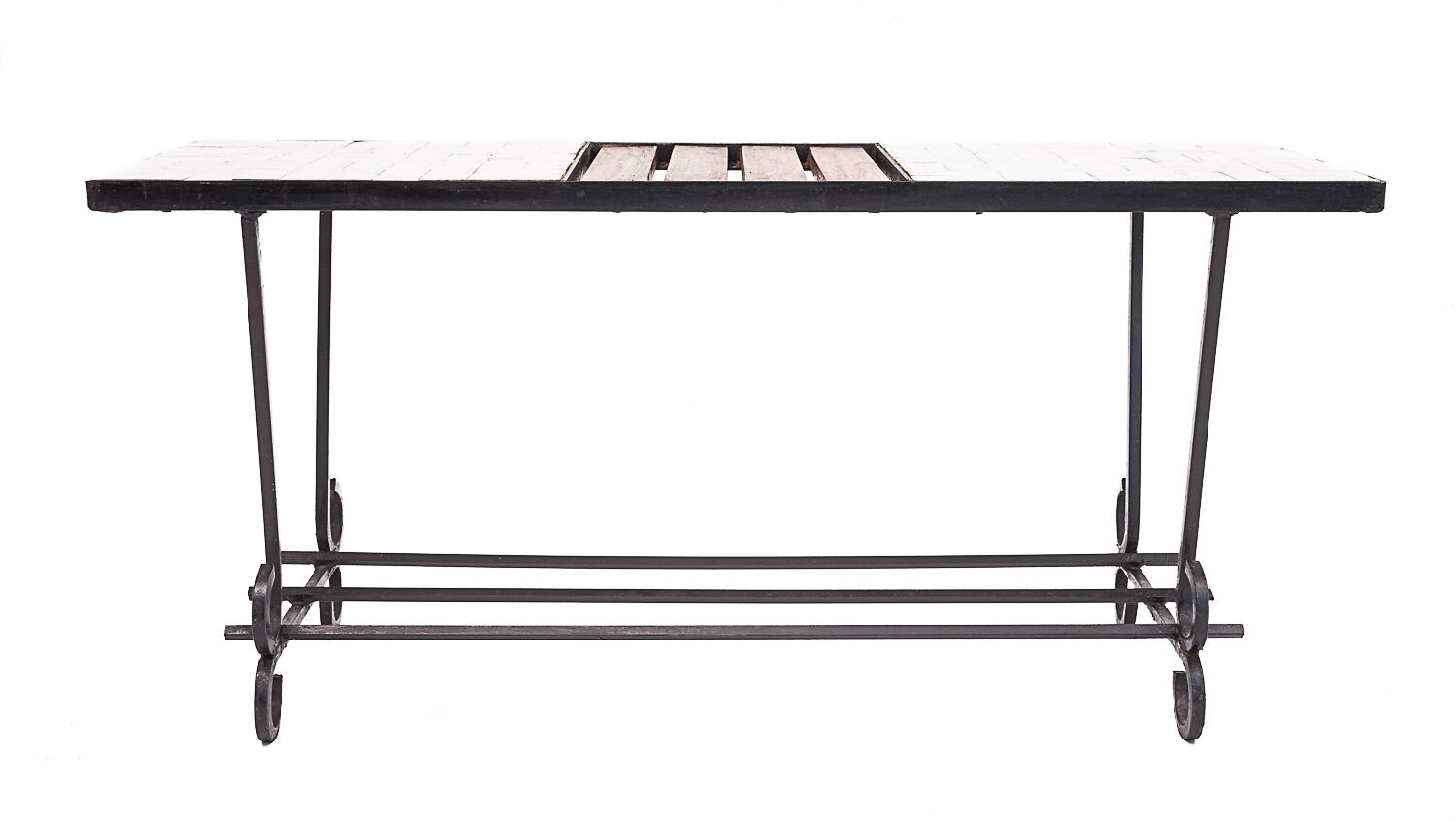 Modernist coffee table, teak and ceramics, 1950