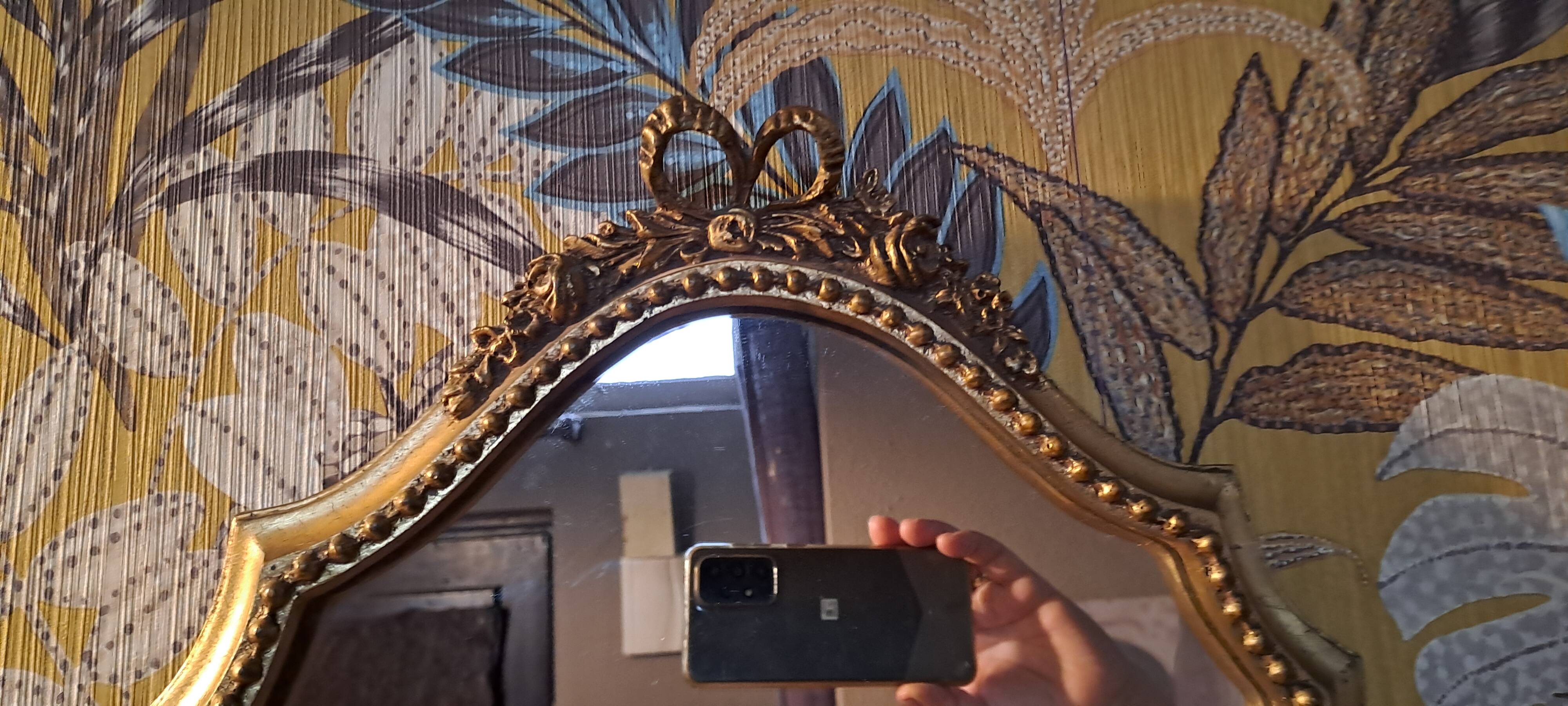 Gilded Mirror XX France Vintage Decoration Classic Gilded Wooden Frame