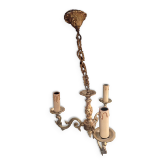 Lustre vintage laiton trois branche