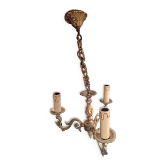Vintage three branch brass chandelier