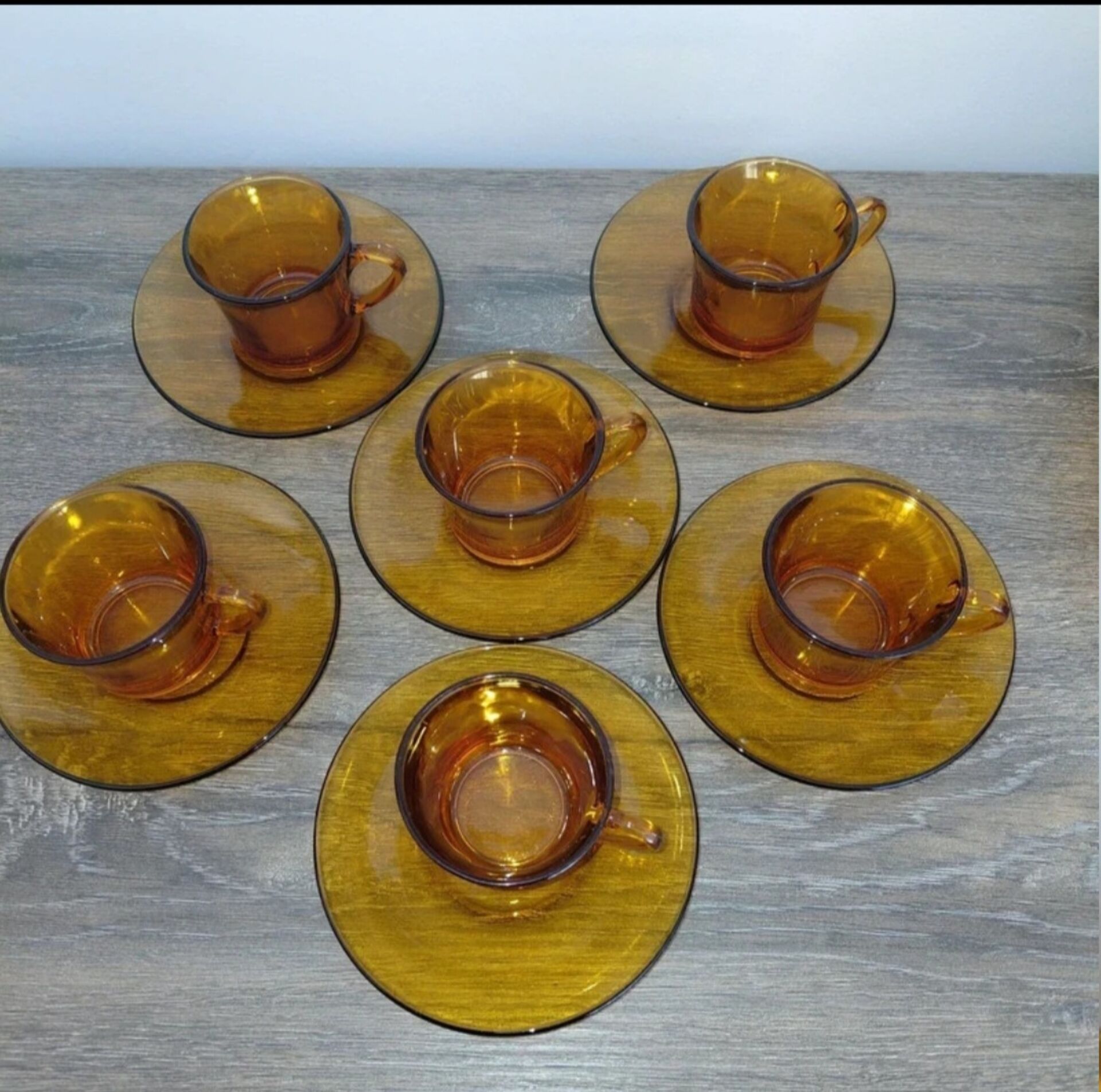 Duralex - 6 tasses et sous tasses verre orange