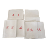 7 serviettes de table anciennes monogrammées