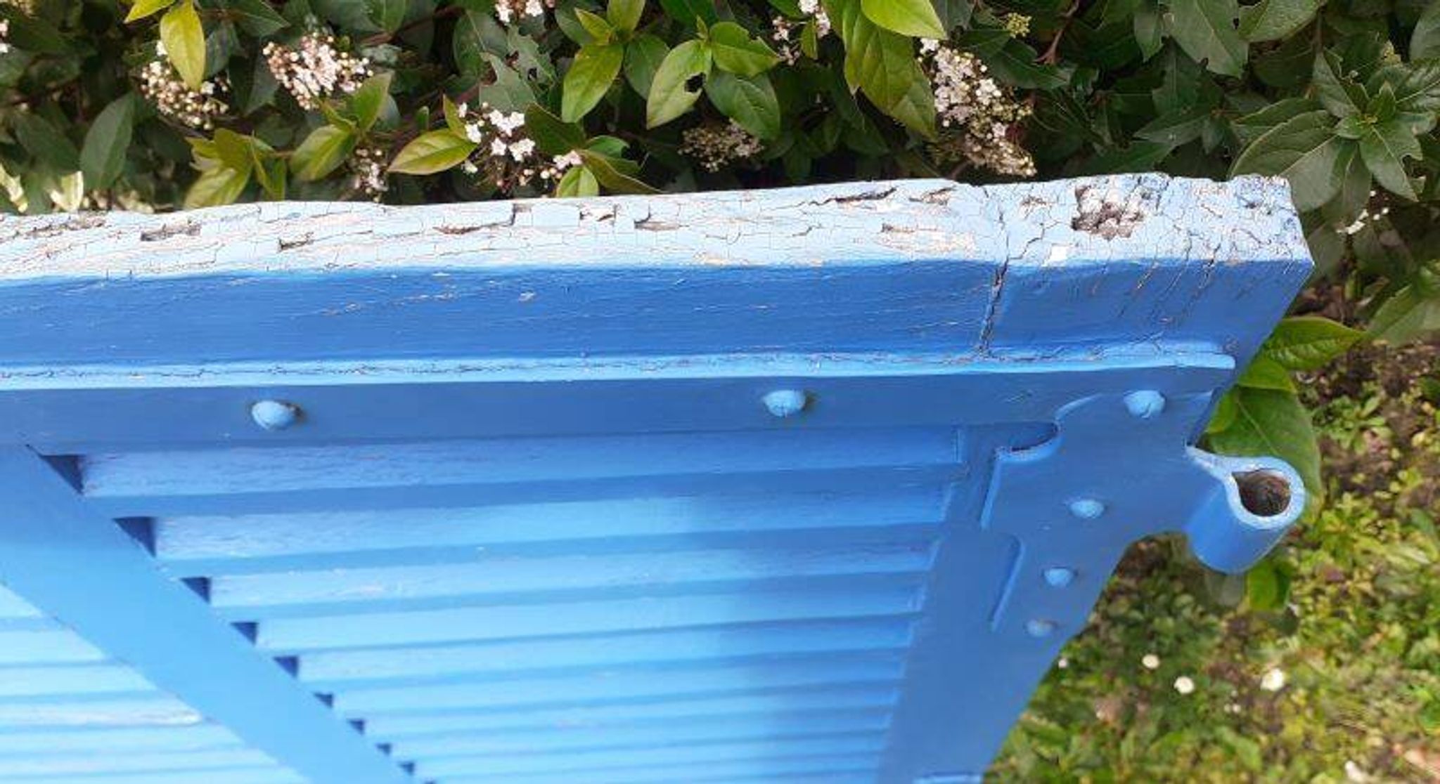 Petit volet  L75xH101cm bleu à persiennes