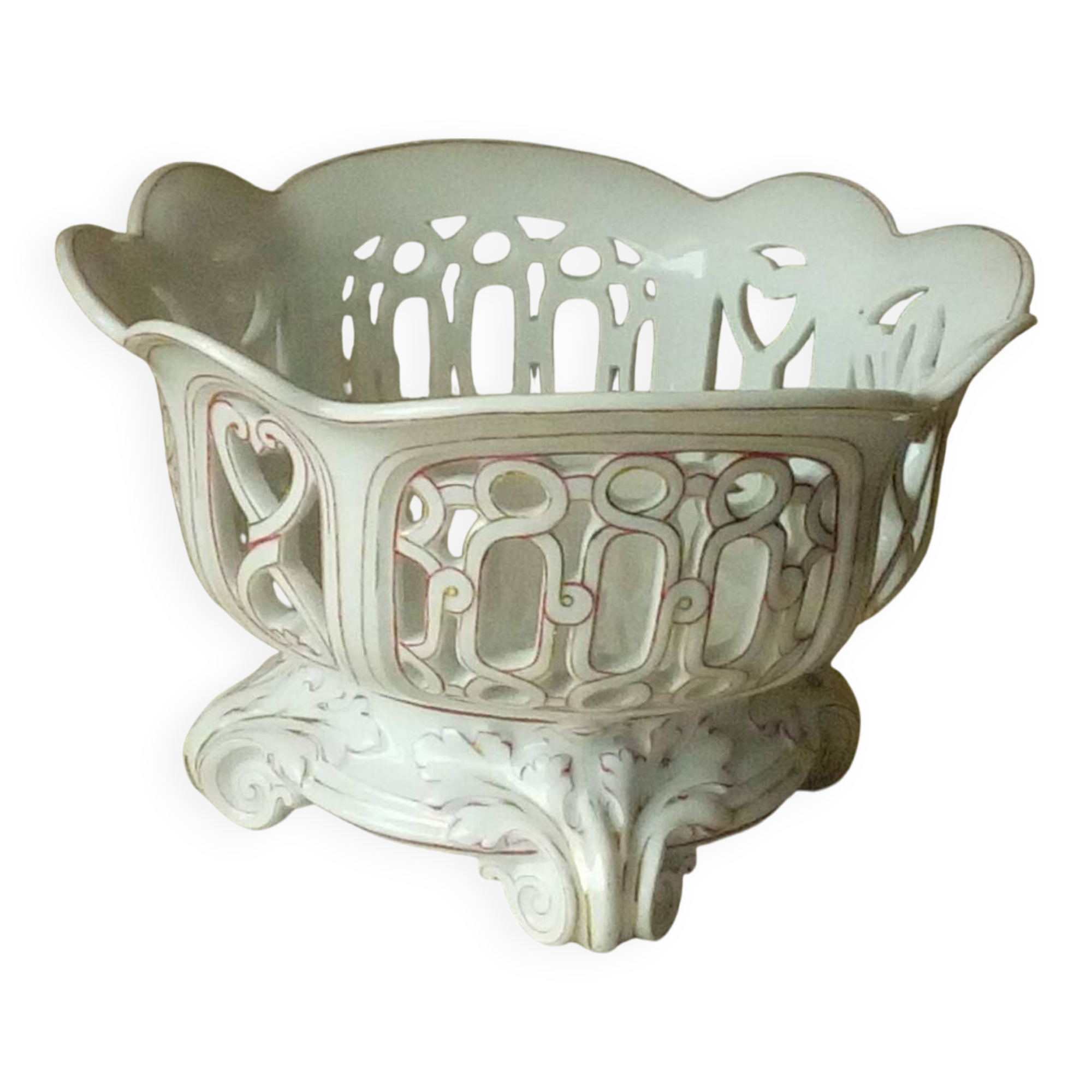 Old paris openwork porcelain fruit bowl 19th century charles x period